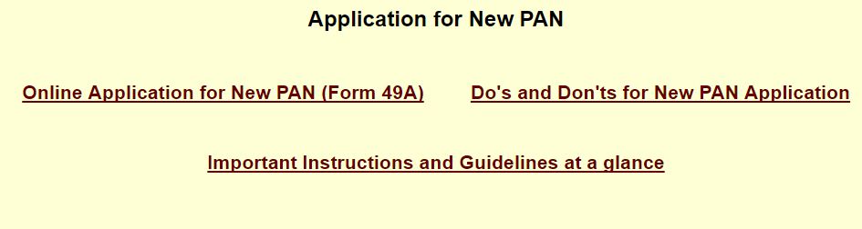 Application online for New PAN Card