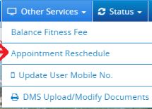 Appointment reschedule online with RTO