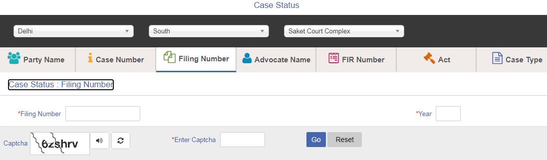Ecourt Case Status by Filing Number