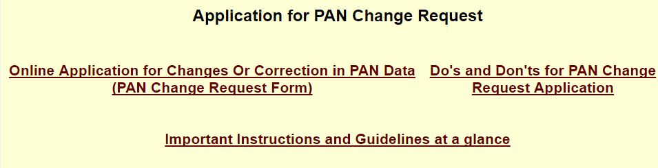 PAN Card correction of data through NSDL