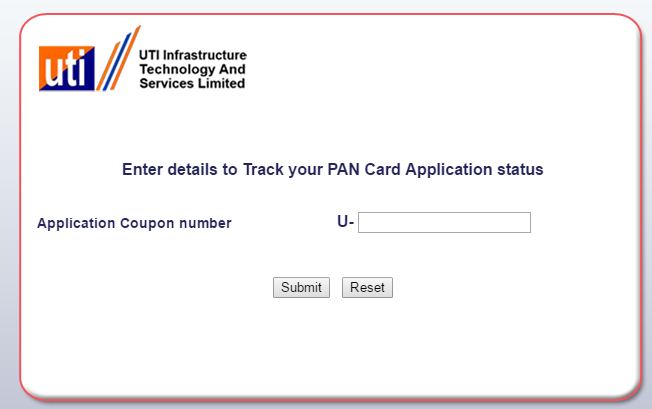Track PAN Card Status from UTIITSL