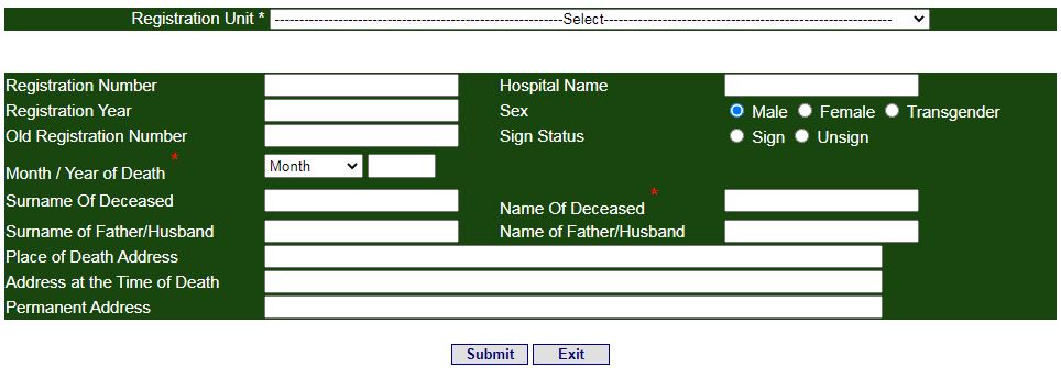 Telangana Death Certificate online